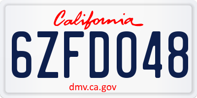CA license plate 6ZFD048