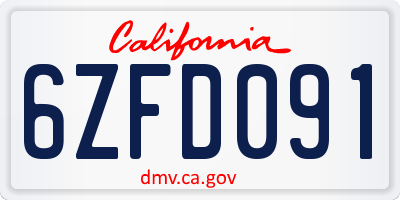 CA license plate 6ZFD091