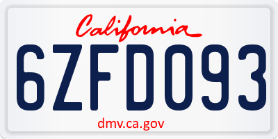 CA license plate 6ZFD093