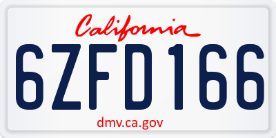 CA license plate 6ZFD166