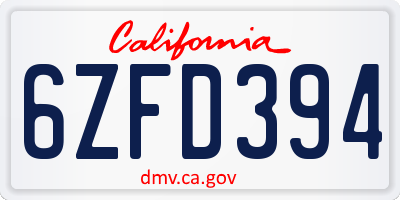 CA license plate 6ZFD394