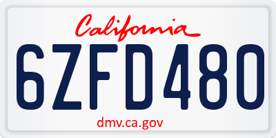 CA license plate 6ZFD480
