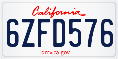 CA license plate 6ZFD576