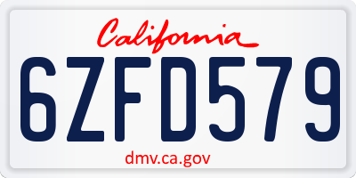 CA license plate 6ZFD579