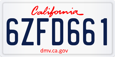 CA license plate 6ZFD661