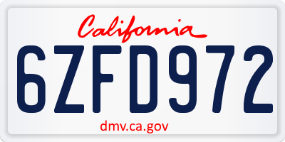 CA license plate 6ZFD972
