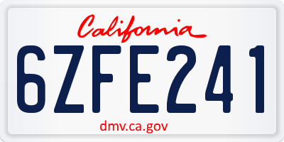 CA license plate 6ZFE241