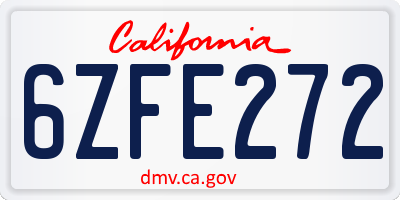 CA license plate 6ZFE272