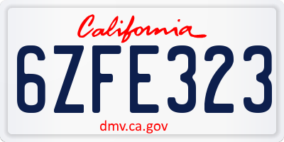 CA license plate 6ZFE323