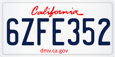 CA license plate 6ZFE352