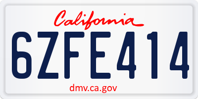 CA license plate 6ZFE414
