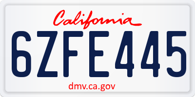 CA license plate 6ZFE445