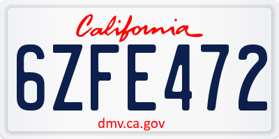 CA license plate 6ZFE472