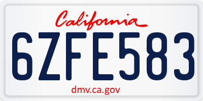 CA license plate 6ZFE583