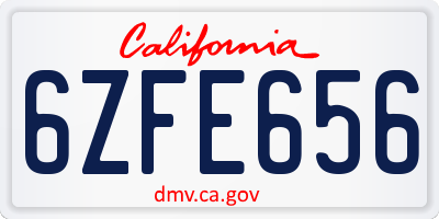 CA license plate 6ZFE656