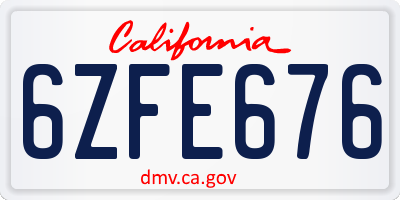 CA license plate 6ZFE676