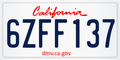 CA license plate 6ZFF137