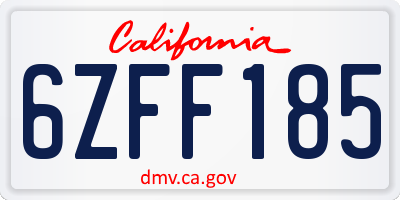 CA license plate 6ZFF185