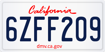 CA license plate 6ZFF209