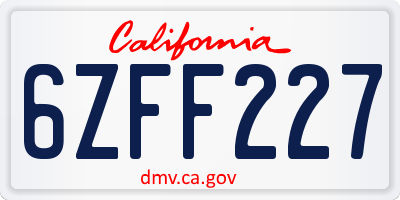 CA license plate 6ZFF227