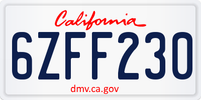 CA license plate 6ZFF230