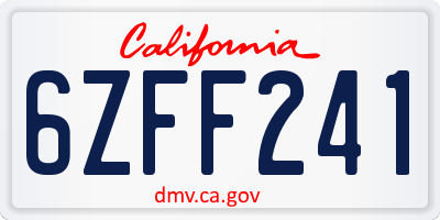 CA license plate 6ZFF241