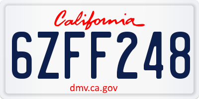 CA license plate 6ZFF248