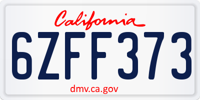 CA license plate 6ZFF373