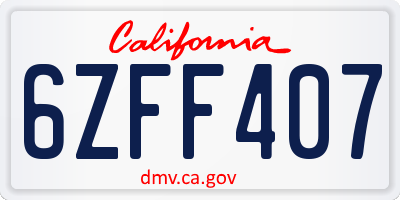 CA license plate 6ZFF407