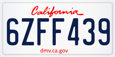 CA license plate 6ZFF439