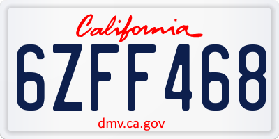 CA license plate 6ZFF468