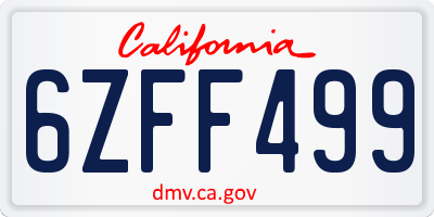 CA license plate 6ZFF499