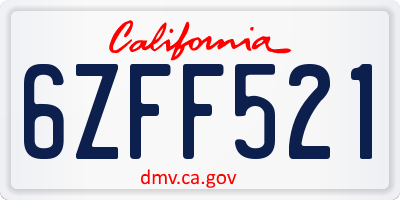 CA license plate 6ZFF521