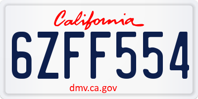 CA license plate 6ZFF554