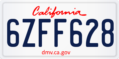CA license plate 6ZFF628