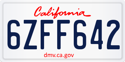 CA license plate 6ZFF642