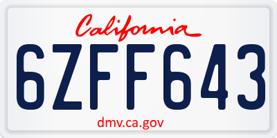 CA license plate 6ZFF643
