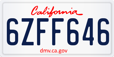 CA license plate 6ZFF646