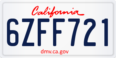 CA license plate 6ZFF721