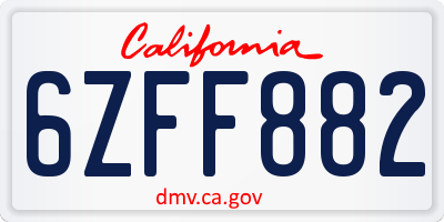 CA license plate 6ZFF882
