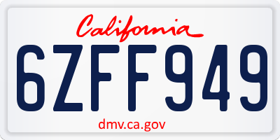 CA license plate 6ZFF949