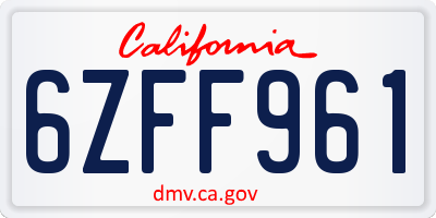 CA license plate 6ZFF961