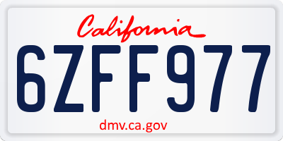 CA license plate 6ZFF977