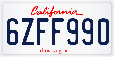 CA license plate 6ZFF990