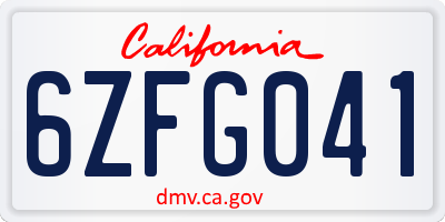 CA license plate 6ZFG041