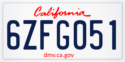 CA license plate 6ZFG051