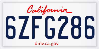 CA license plate 6ZFG286