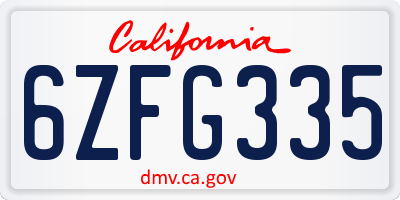 CA license plate 6ZFG335