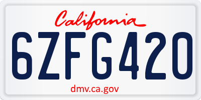 CA license plate 6ZFG420