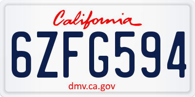 CA license plate 6ZFG594